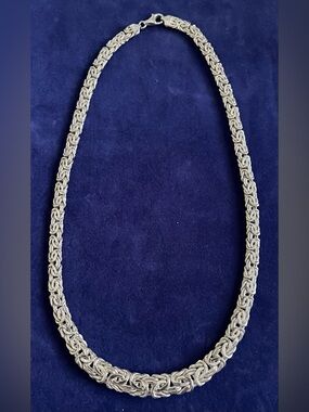 Silver AK 925 Vintage Byzantine Graduated Necklace 20” NEVER WORN /marked Turkey